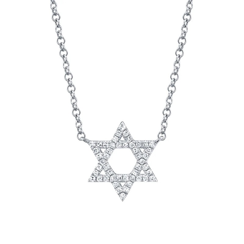 White Gold Diamond Star of David Necklace