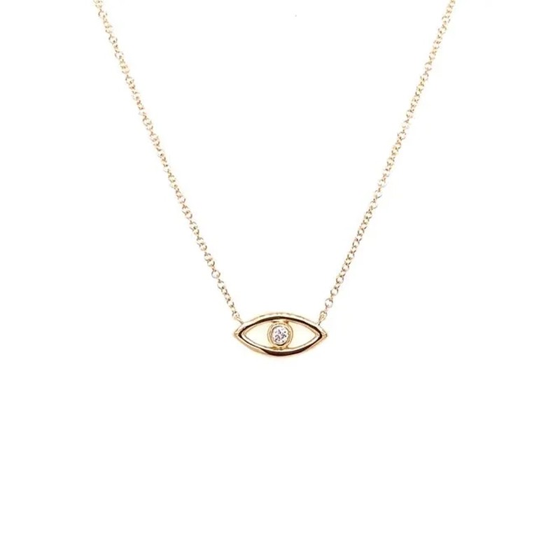 Yellow Gold Diamond Evil Eye Necklace