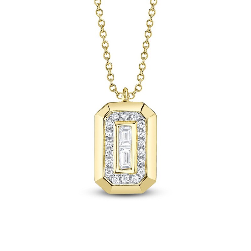 Yellow Gold Baguette Diamond Necklace
