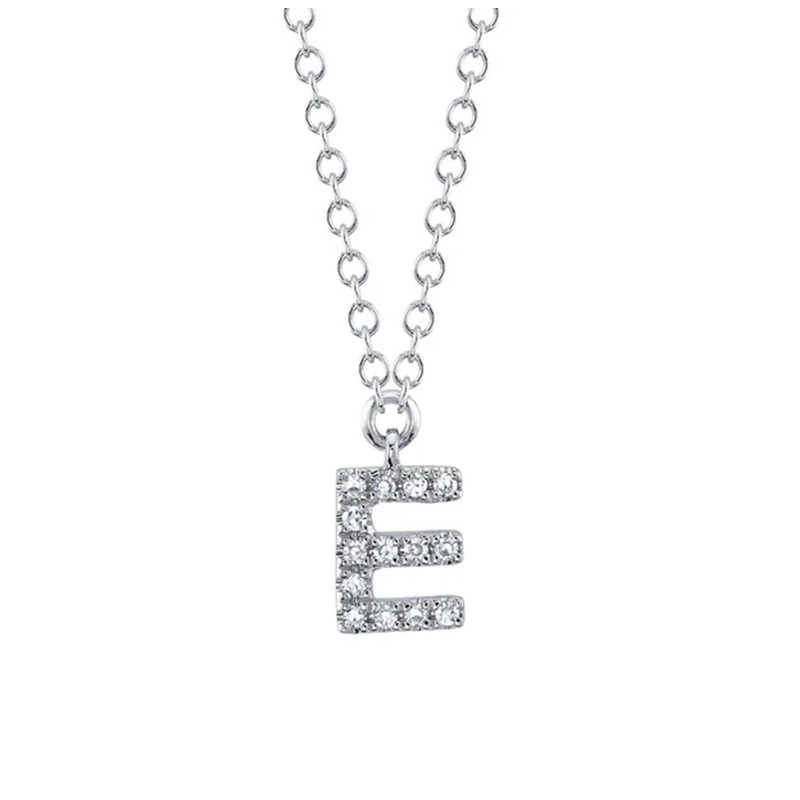 White Gold Diamond E Necklace