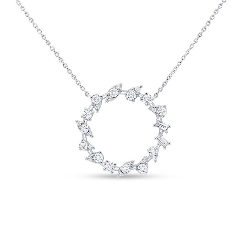 14K White Gold Floral Medallion Pendant