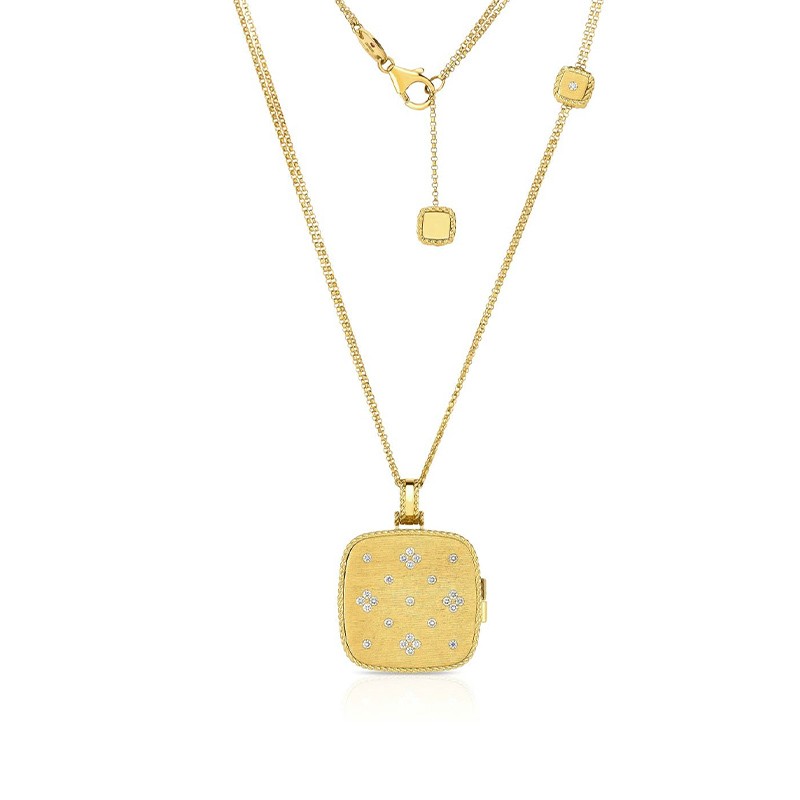 Yellow Gold Diamond Locket Pendant Necklace