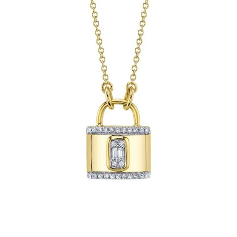 Yellow Gold Diamond Padlock Pendant