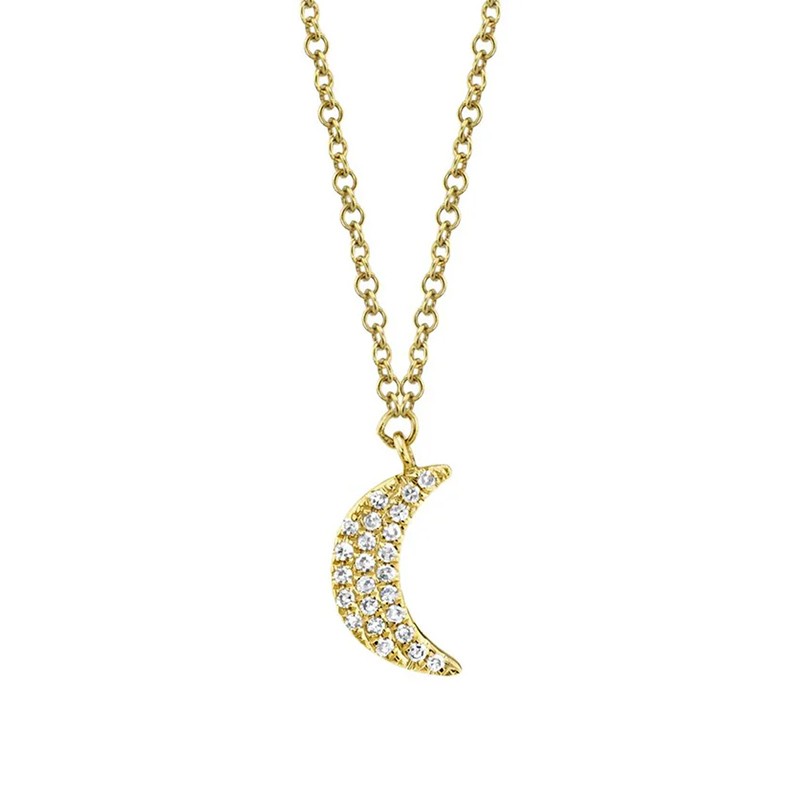 Yellow Gold Diamond Moon Necklace