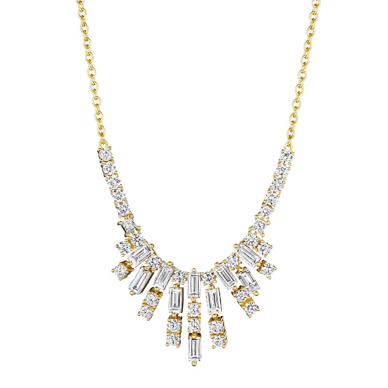 18K Yellow Gold Diamond Cascade Necklace