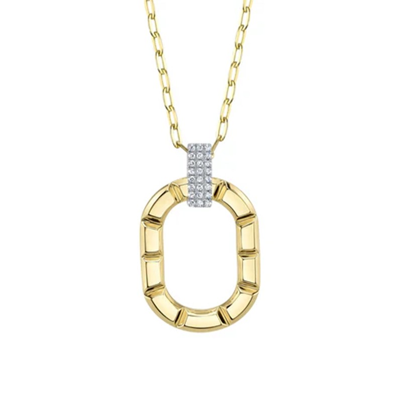 Yellow Gold Diamond Oval Necklace