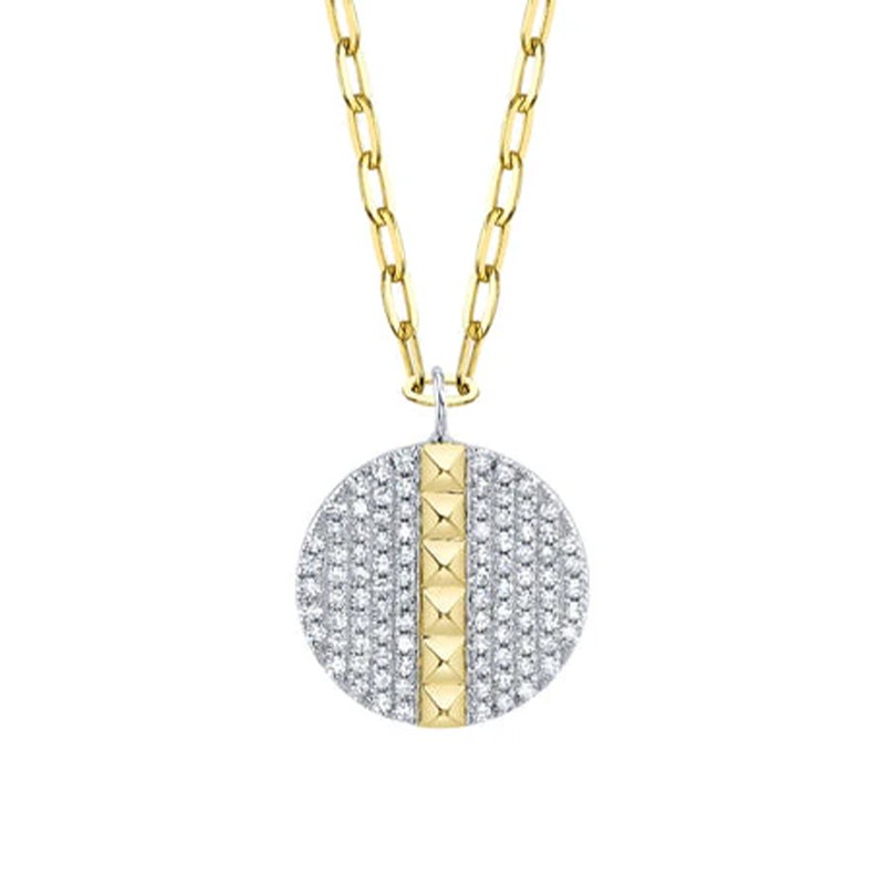Yellow Gold Diamond Disc Necklace