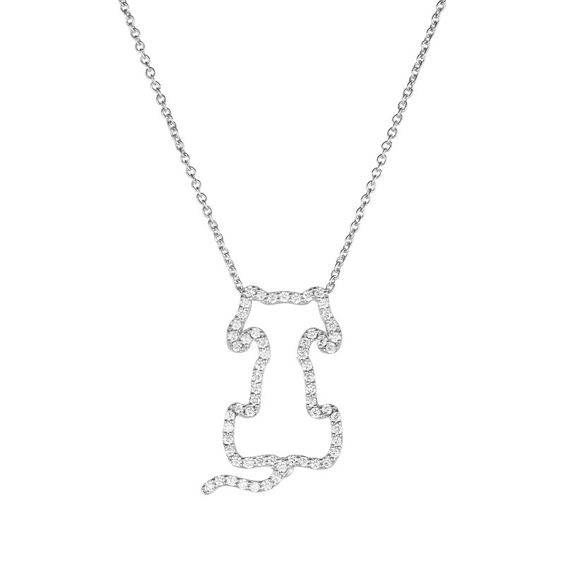 18K White Gold Tiny Treasures Diamond Outlined Dog Necklace