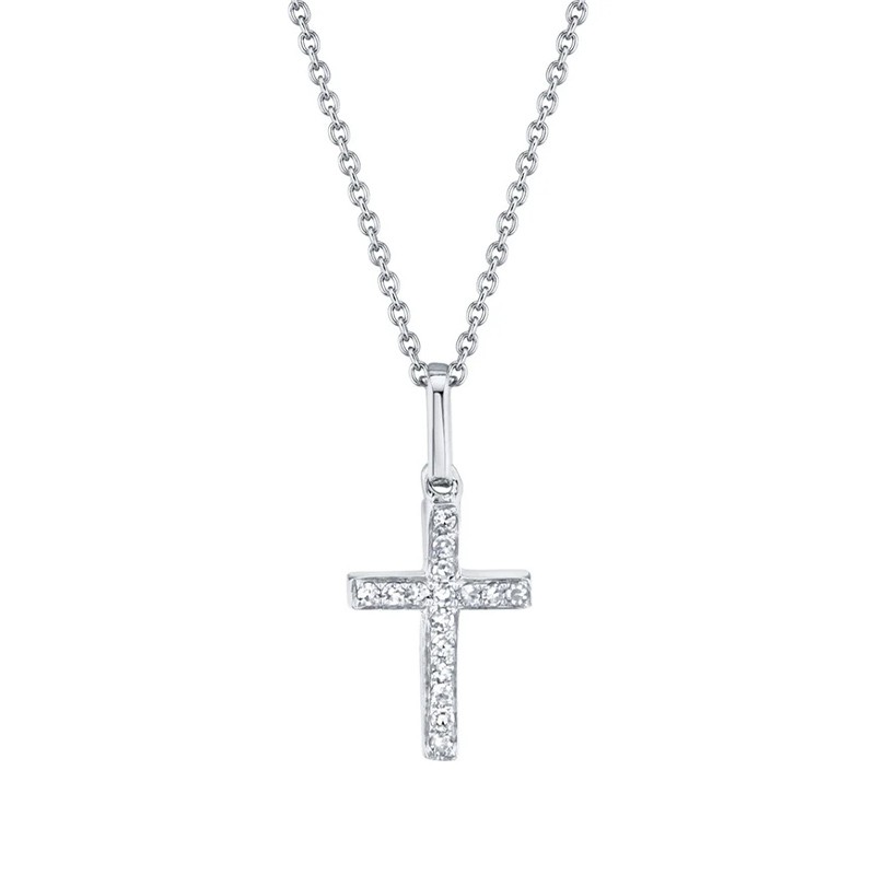 White Gold Diamond Cross Necklace