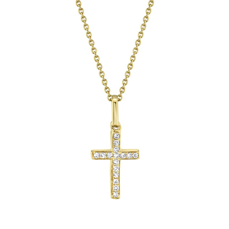 Yellow Gold Diamond Cross Necklace