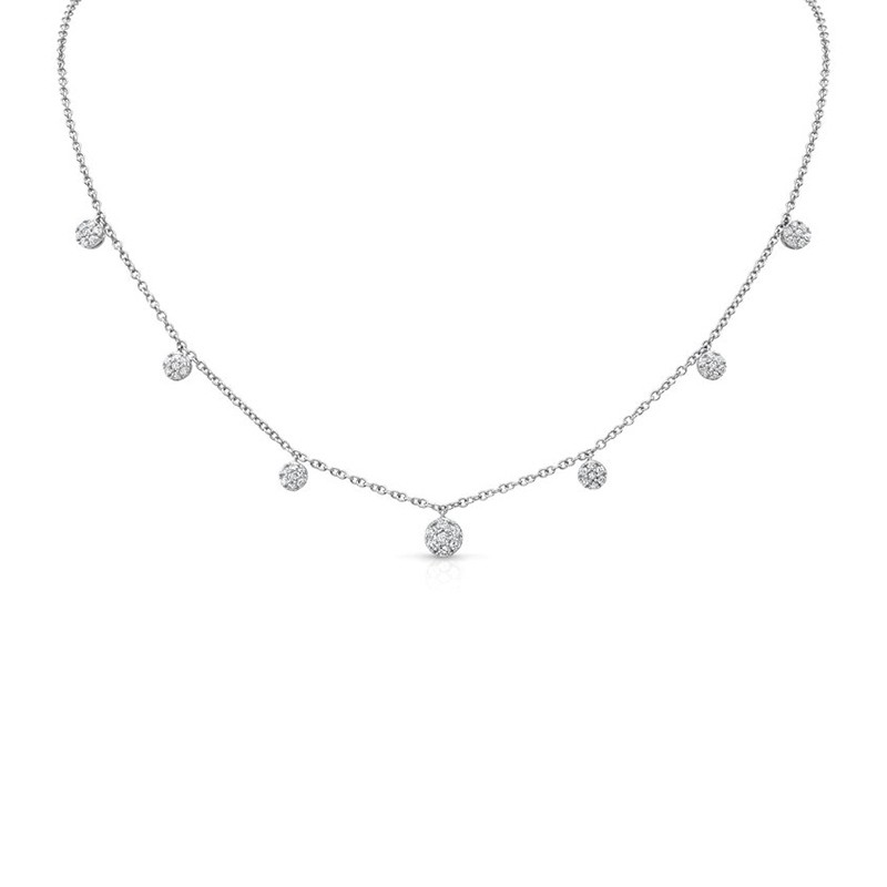 14K White Gold Cascade Seven-Cluster Drop Necklace