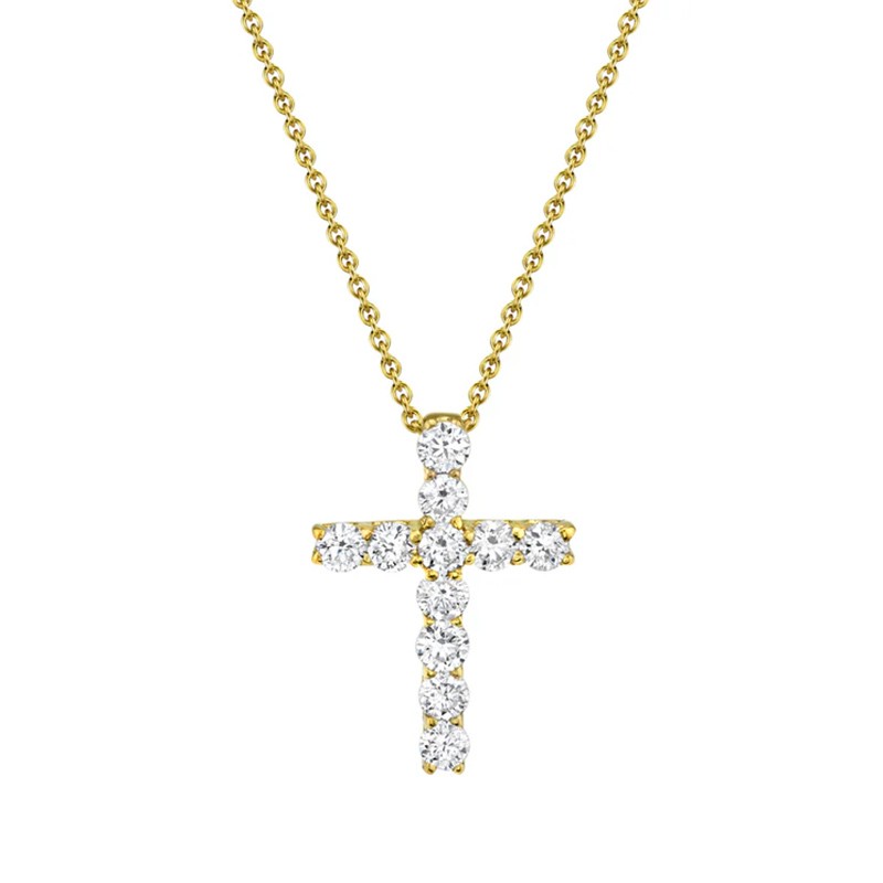 Yellow Gold Diamond Cross Necklace