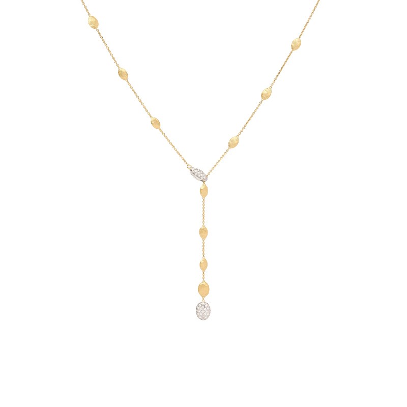 18K Yellow Gold Lariat with Diamonds, 18"