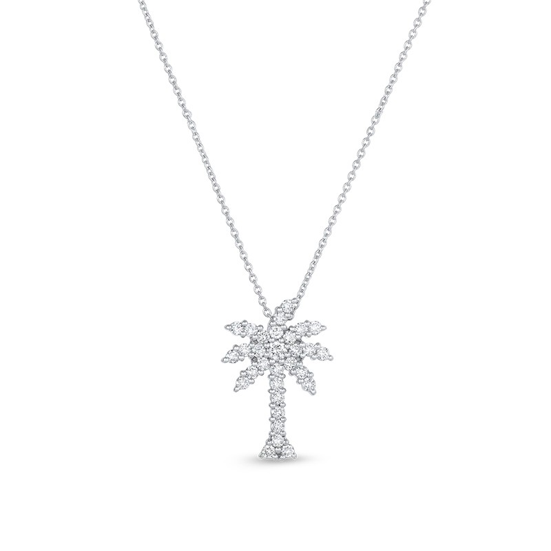 18K White Gold DIAMOND PALM TREE NECKLACE