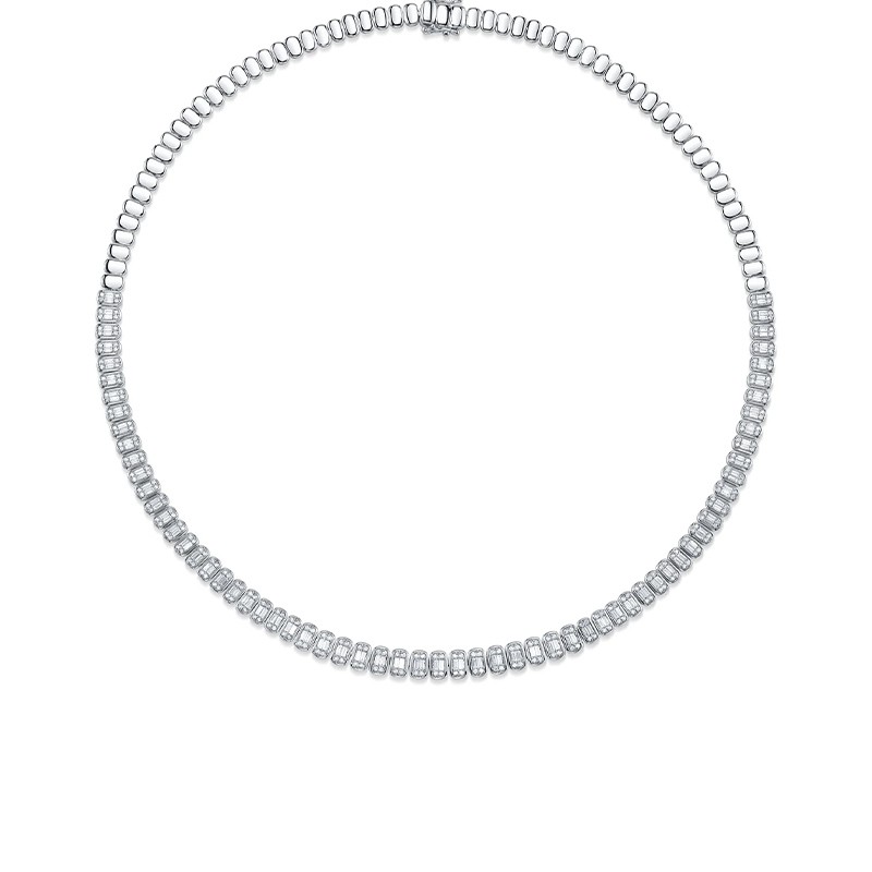14K White Gold DIAMOND BAGUETTE NECKLACE