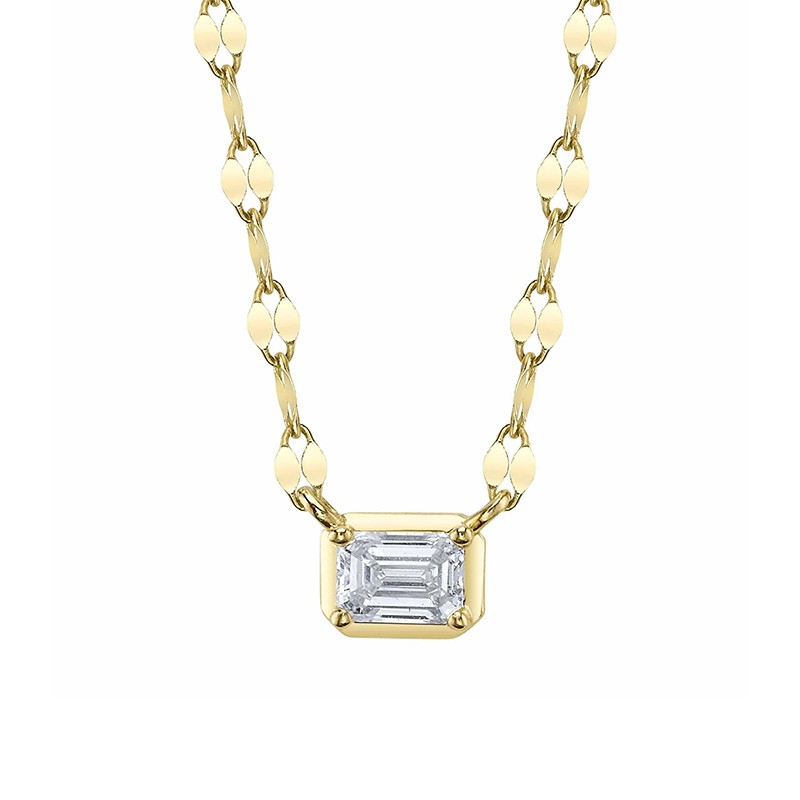 14K Yellow Gold DIAMOND EMERALD SPARKLE CHAIN NECKLACE