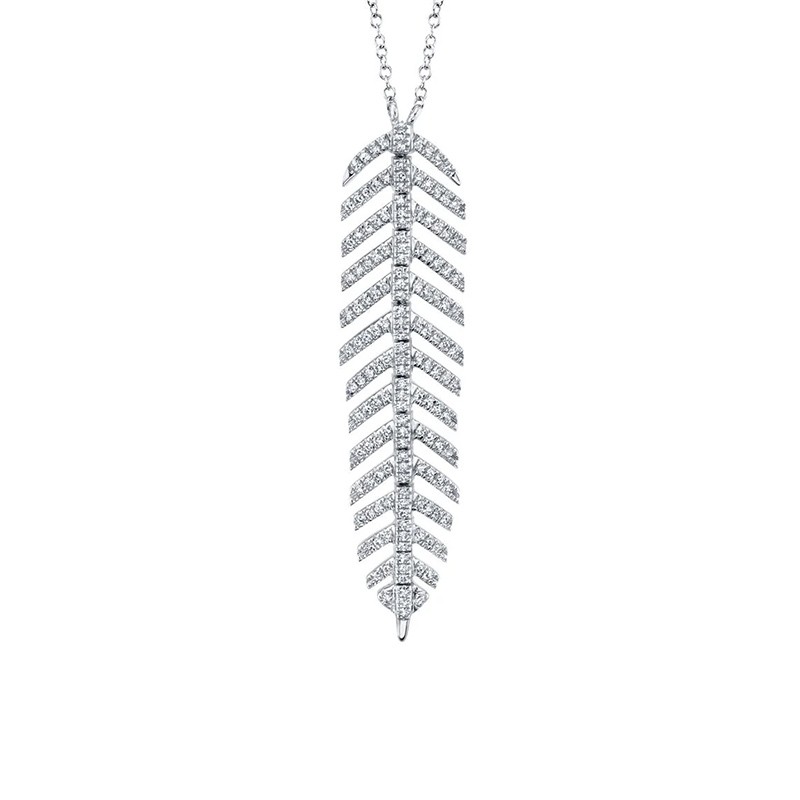 14K White Gold DIAMOND FEATHER NECKLACE
