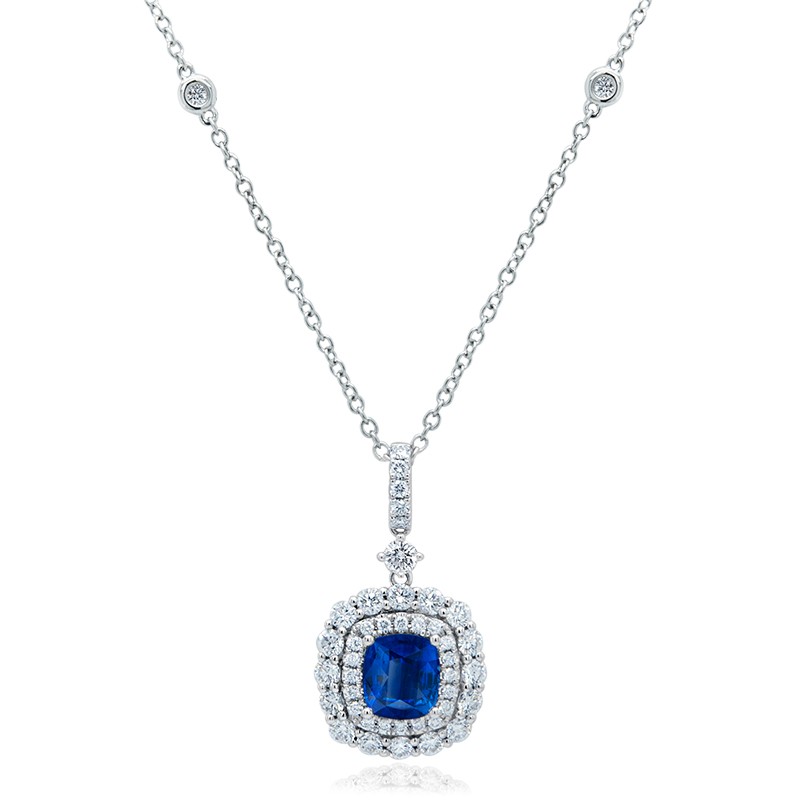 18k White Gold Sapphire Diamond Necklace