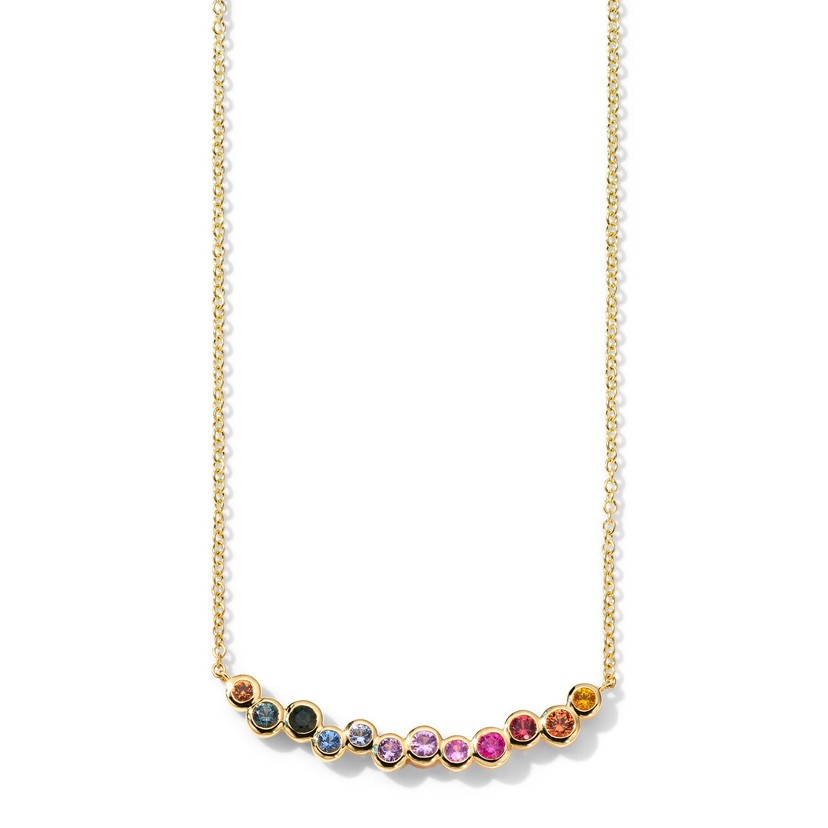 18k Starlet Bar Necklace With Rainbow Sapphires