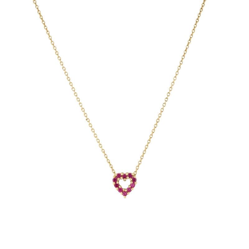 18K Yellow Gold Tiny Treasures Diamond and Pink Sapphire Reversible Heart Necklace