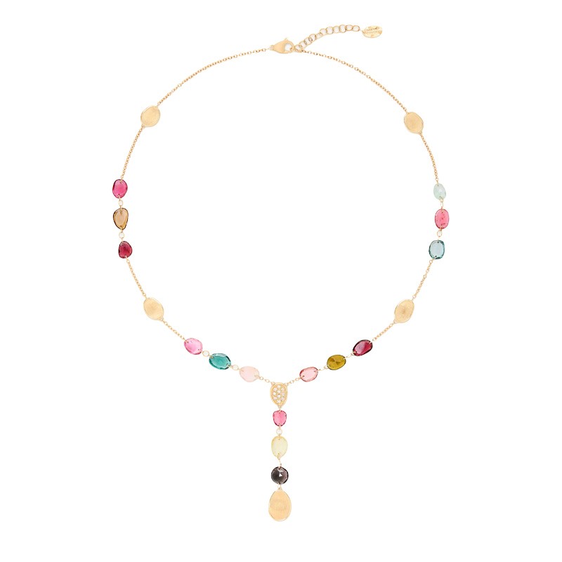 18K Yellow Gold Lariat Tourmaline Necklace