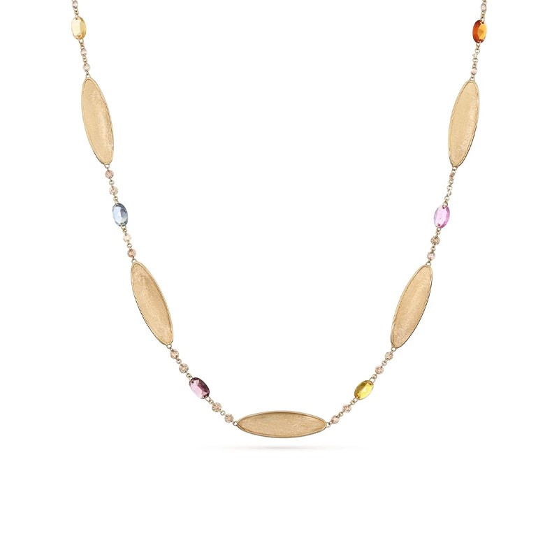 18K Yellow Gold Diamond & Sapphire Necklace