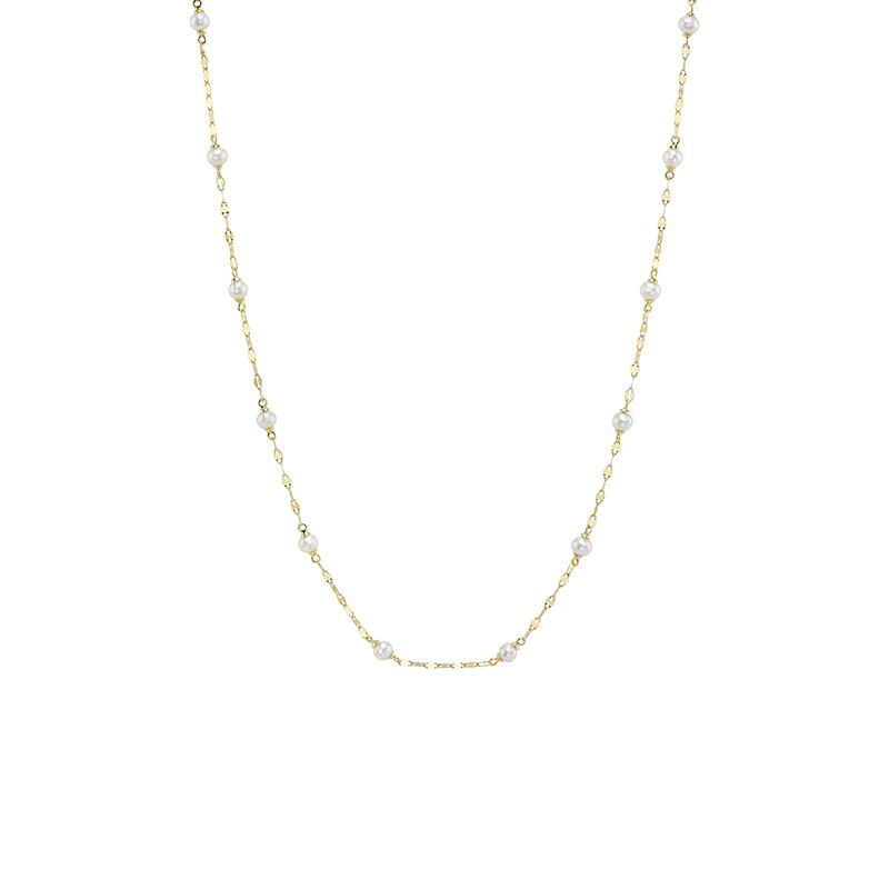 Yellow Gold Pearl Necklace