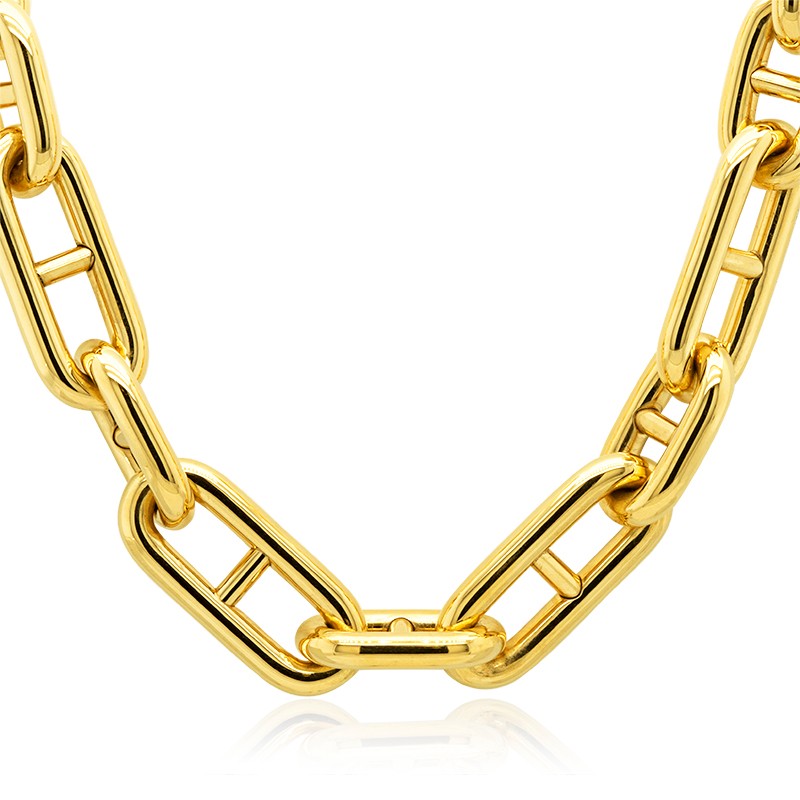 18k Yellow Gold Oval Mariner Link Necklace