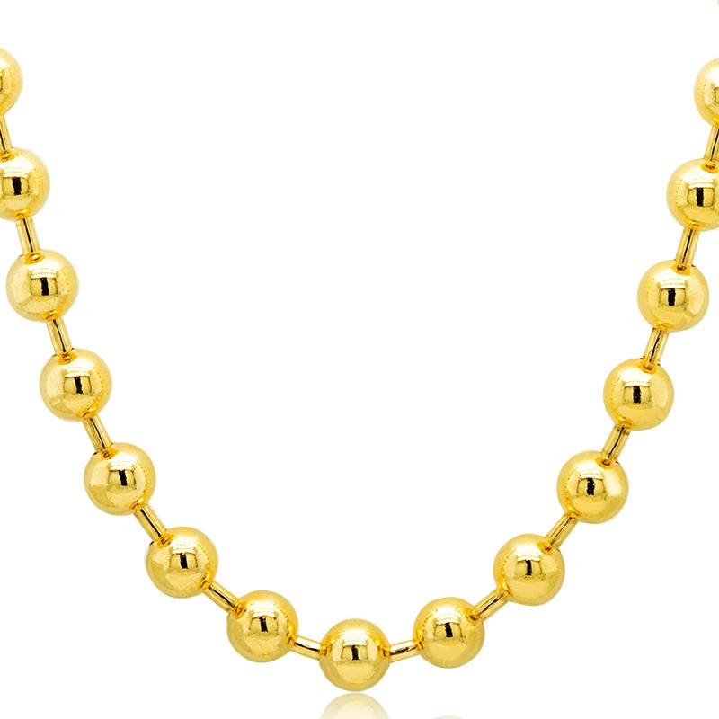 18k Yellow Gold Bead Chain Necklace