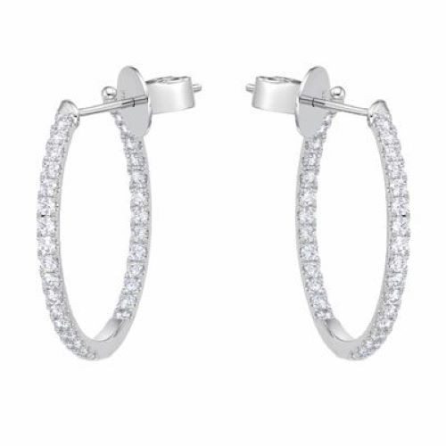 18k White Gold Inside Out Diamond Hoop Earrings