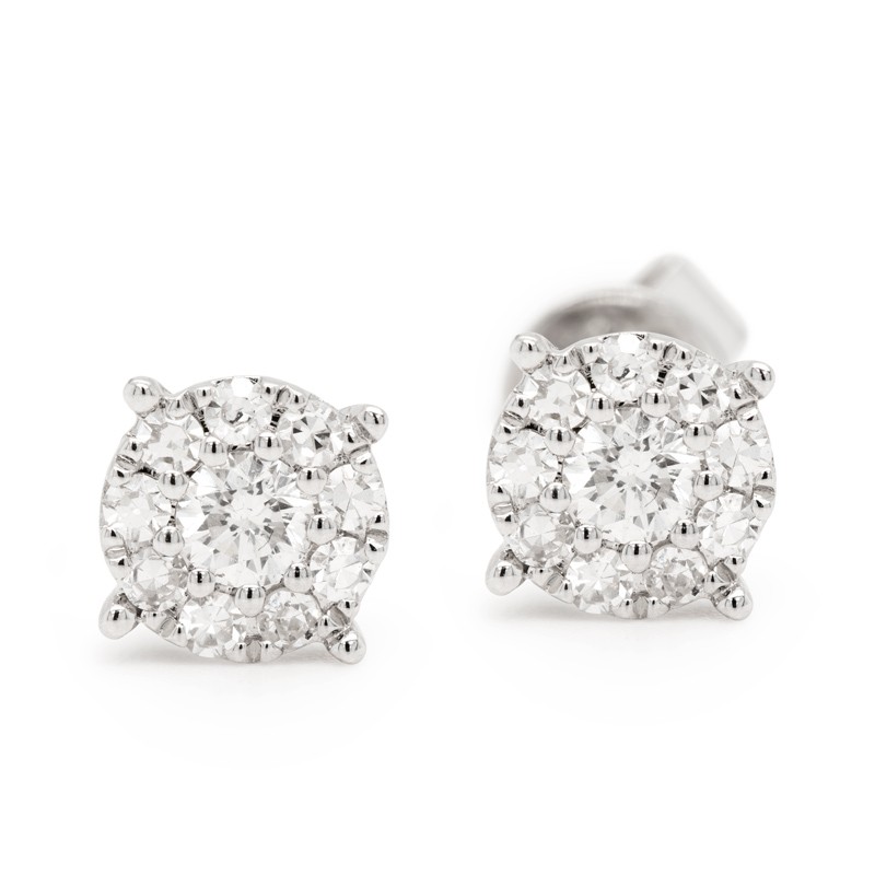 18k White Gold Diamond Stud Earrings