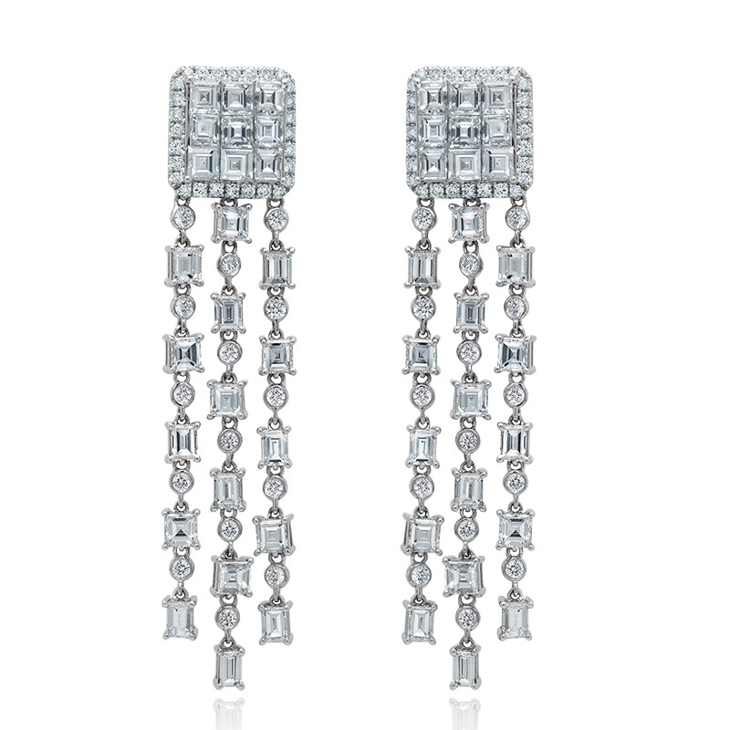 18k White Gold Diamond Chandelier Earrings