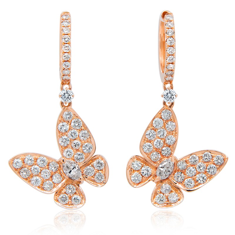 18k Rose Gold Butterfly Huggie Earrings