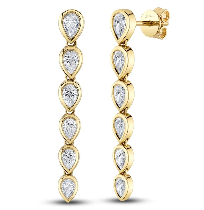 14K Yellow Gold Diamond Dangle Earrings