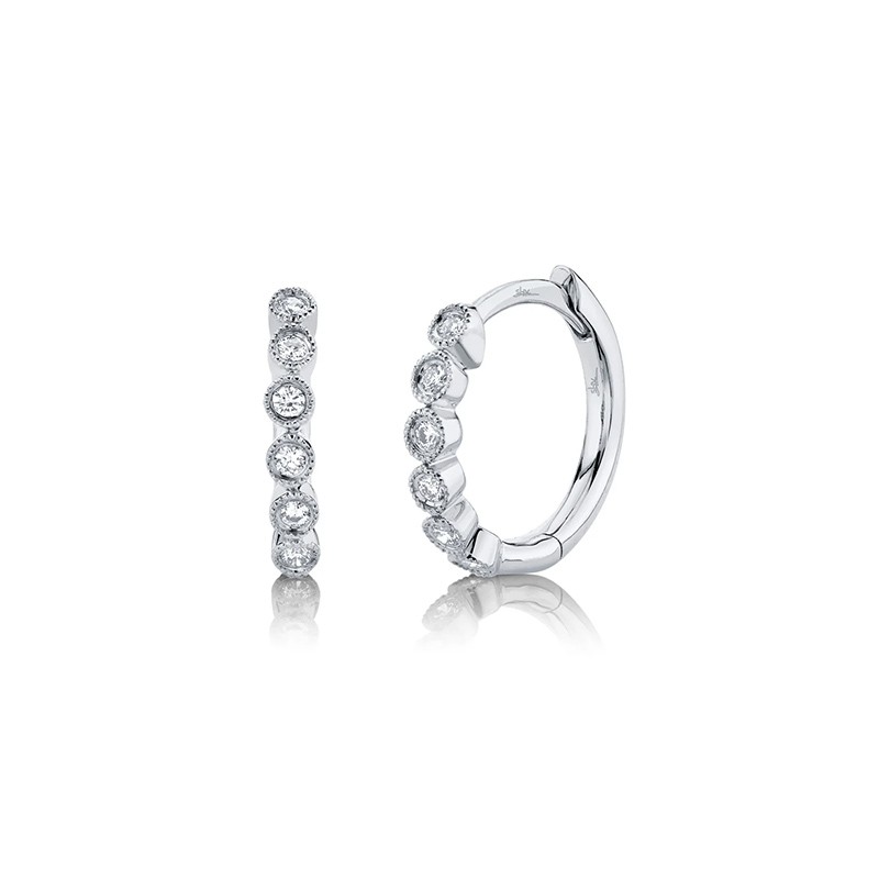 White Gold Diamond Huggie Earrings