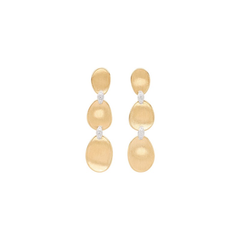 18K Yellow Gold Petal Earrings with Diamonds