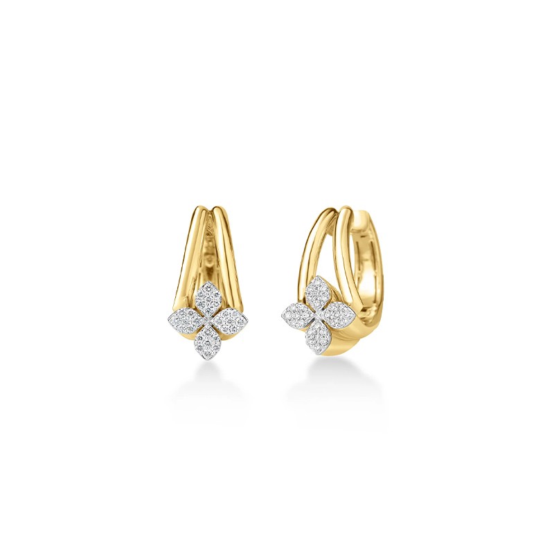 LOVE IN VERONA PAVÉ DIAMOND FLOWER MULTI BAND HOOP EARRINGS