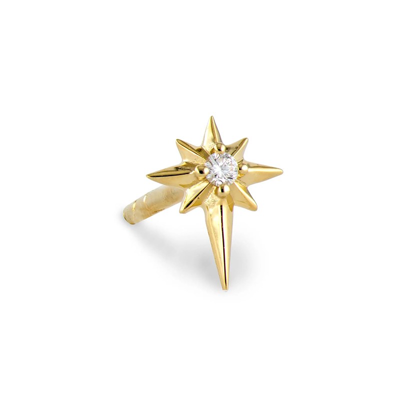 14K Yellow Gold Wish on a Star Diamond Stud