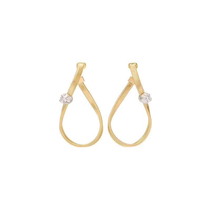 18K Yellow Gold Infinity Coil Hoops with Diamonds