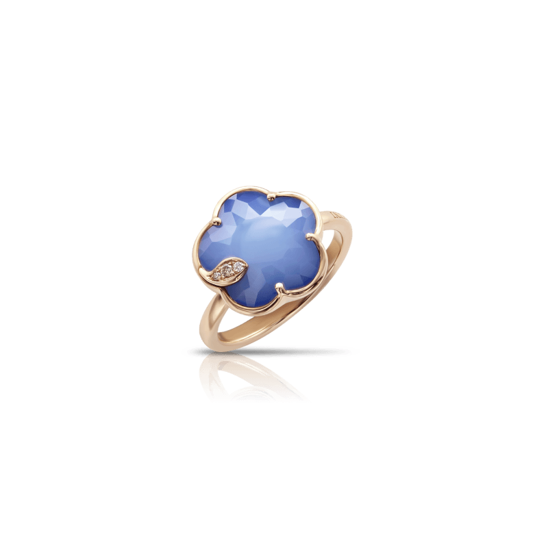 18k Rose Gold Petite Joli Blue Flower Ring