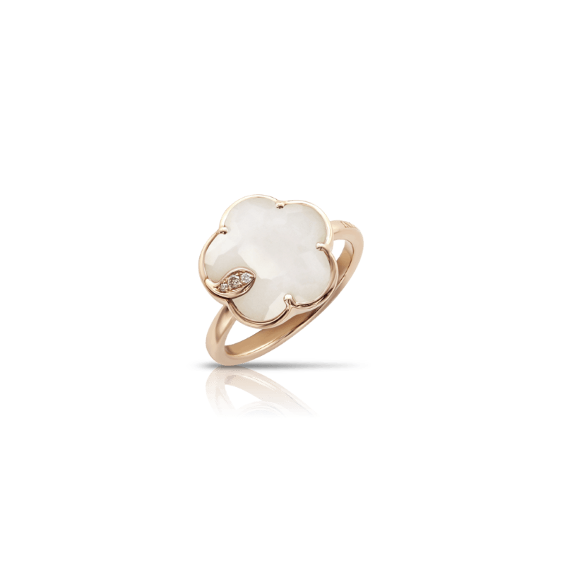 18k Rose Gold Petite Joli White Agate Flower Ring