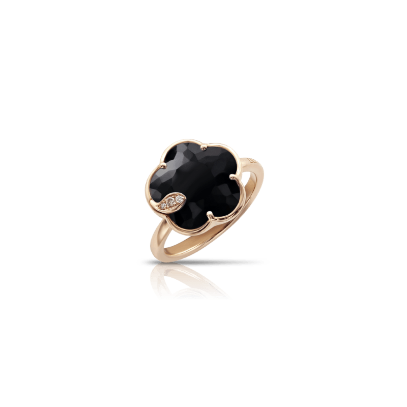 18k Rose Gold Petite Joli Onyx Flower Ring