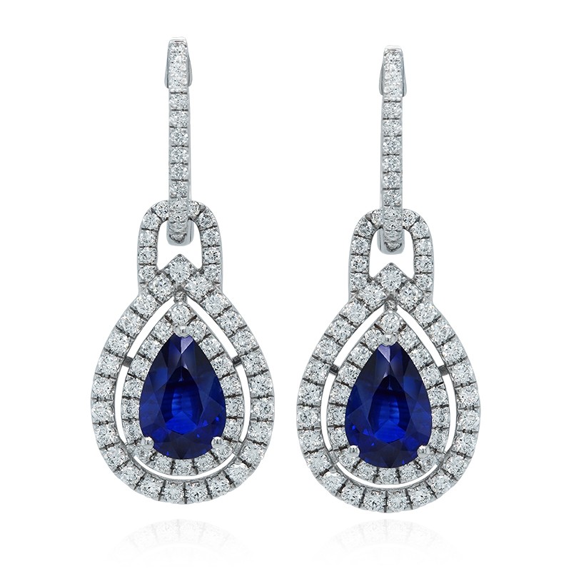 18k White Gold Sapphire Drop Earrings