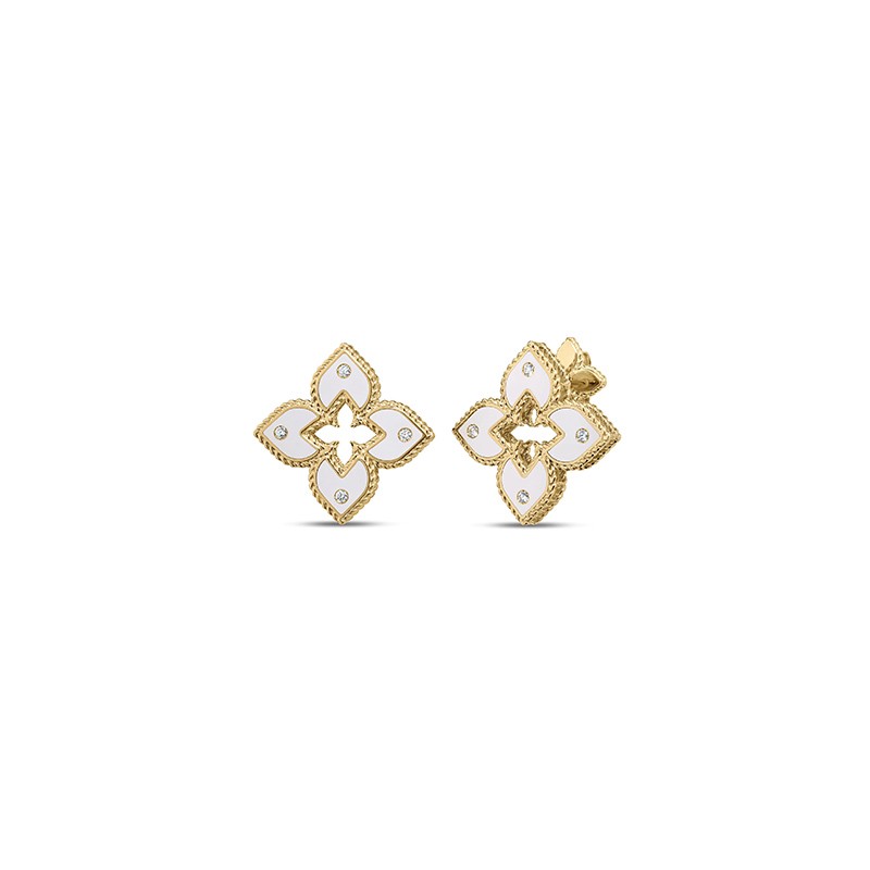 VENETIAN PRINCESS DIAMOND AND ENAMEL FLOWER STUD EARRINGS