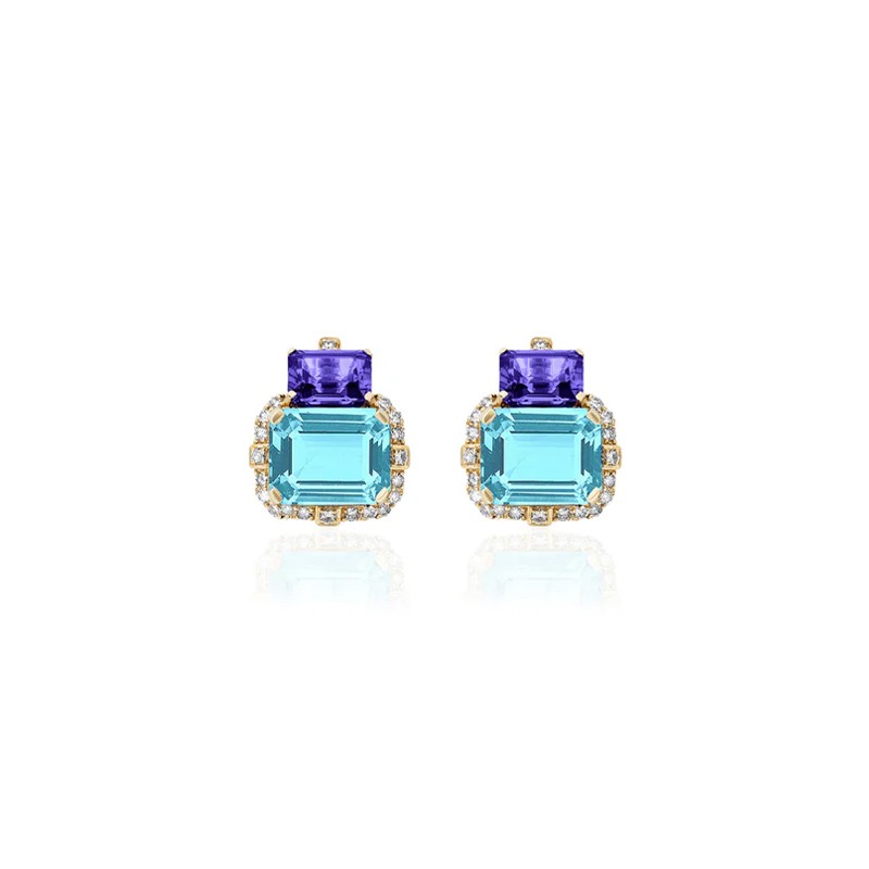 18K Yellow Gold Two-Tone Stud Earrings