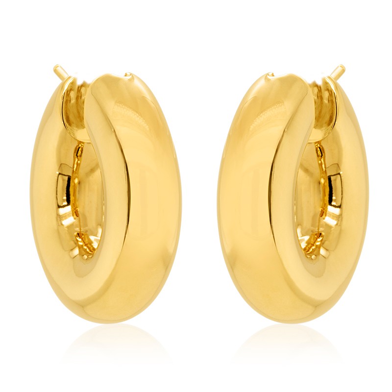 18k Yellow Gold Thick Round Hoops