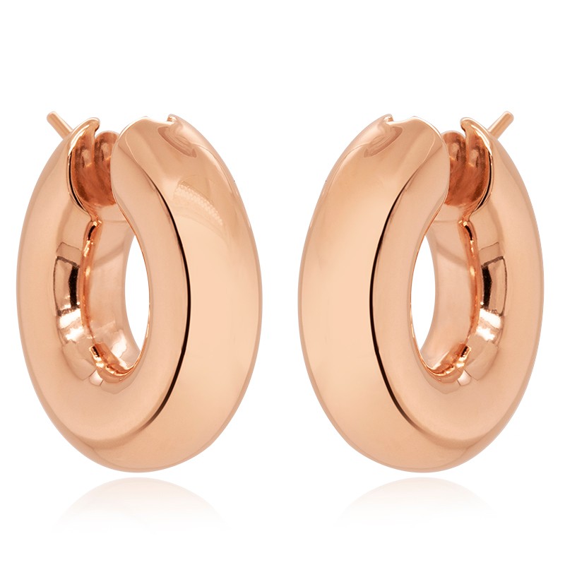 18k Rose Gold Thick Round Hoops