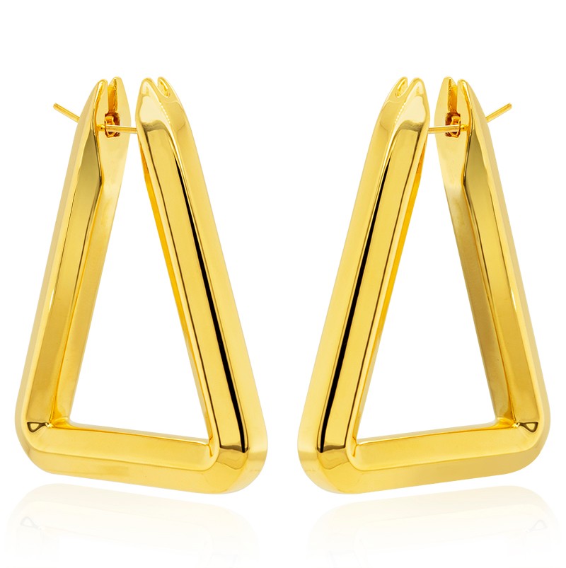 18k Yellow Gold Triangle Shaped Hoops