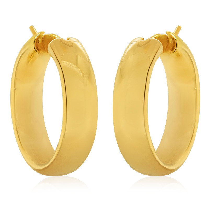 18k Yellow Gold Round Hoops