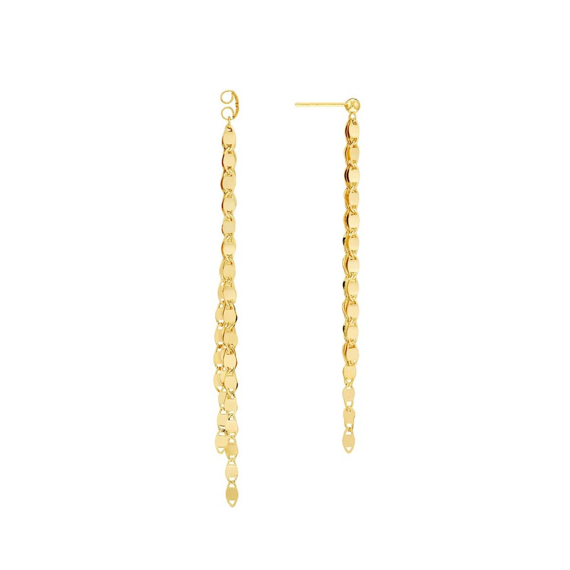 Yellow Gold Solid Valentino Fringe Front to Back Earrings
